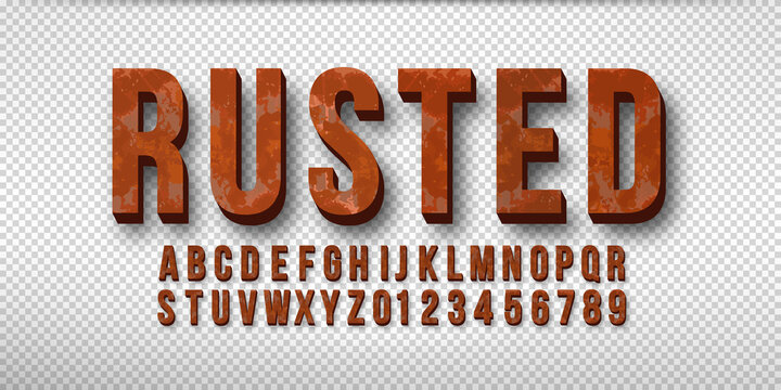 Rust 3d font vector