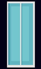 Vector illustration of a flat blue window design template against a dark wall. 3000 x 5000 pixels perfect. editable colors.