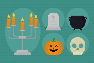 halloween symbols set