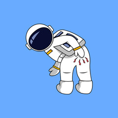 Astronaut wiping butt pain hurt flat vector cartoon illustration © Mrle.Dsign