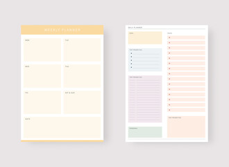Daily and weekly planner template. Set of planner and to do list. Modern planner template set. Vector illustration. - obrazy, fototapety, plakaty