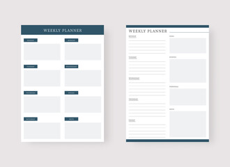 Weekly planner template. Set of planner and to do list. Modern planner template set. Vector illustration.