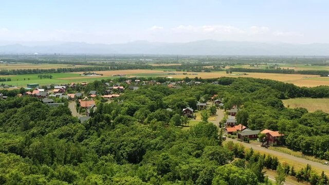 北海道当別町の自然型の住宅地と石狩平野　