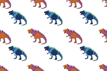 pattern with interesting doodles on colorfil background. Pano. Raster illustration.