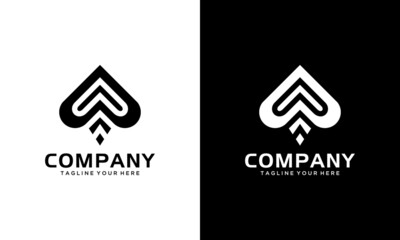 Premium ace card black vector logo icon design template.