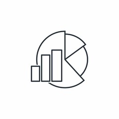 Market absorption. Graph and diogram of the growth of sales volumes, income. Business competition. Vector linear icon isolated on white background.