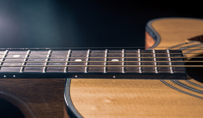 Fototapeta premium Close-up of a body part of an acoustic guitar.