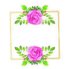 Watercolour floral frame with flowers Premium Vector leaves, watercolor flowers