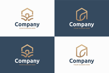 set of natural house , line art , logo design inspiration