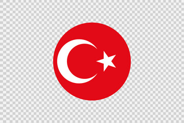 Turkey   flag in circle shape isolated  on png or transparent  background,Symbol of Turkey, template for banner,card,advertising, magazine,vector,top gold medal winner sport country