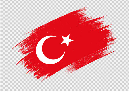 Turkey flag with brush paint textured isolated  on png or transparent background,Symbol of Turkey,template for banner,promote, design,vector,top gold medal winner sport country