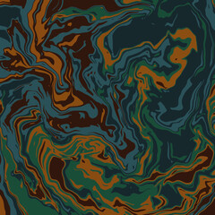 Fluid art texture. Background with abstract mixing paint effect. Liquid acrylic picture that flows and splashes. Mixed paints for interior poster. brown and blue overflowing colors. Vector EPS