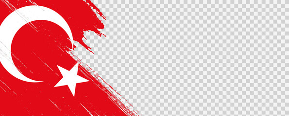 Turkey flag with brush paint textured isolated  on png or transparent background,Symbol of Turkey,template for banner,promote, design,vector,top gold medal winner sport country