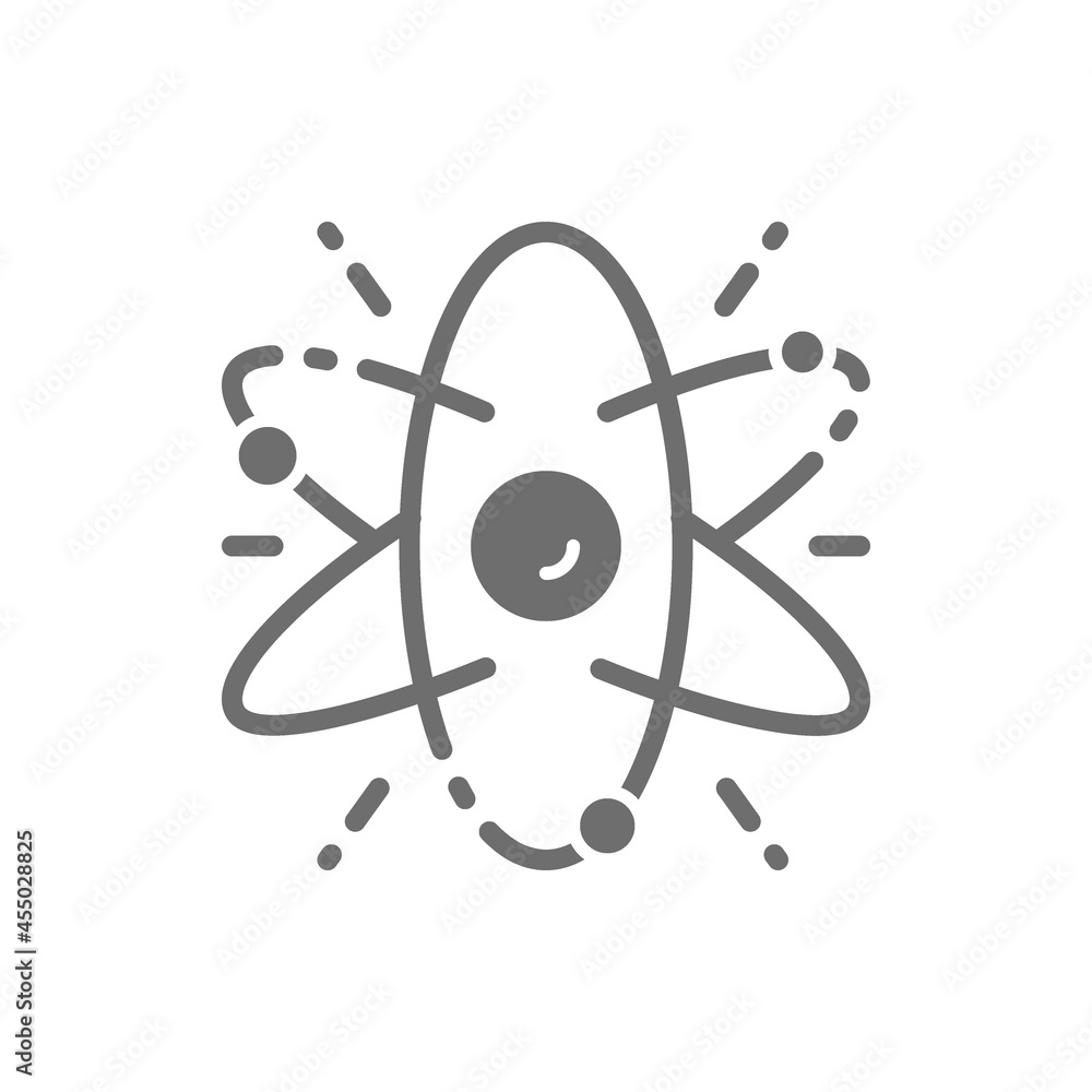 Sticker atom, molecule, science grey icon. isolated on white background