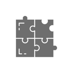 Puzzle, simple solutions, compatibility, solving problem grey icon.