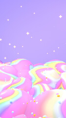 3d rendered rainbow wave mountains and stars. (vertical)