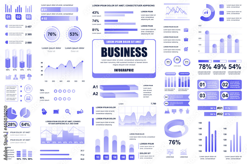Poster Bundle business and finance infographic UI, UX, KIT elements. Different charts, diagrams, workflow, flowchart, timeline, schemes, graphs design template. Vector info graphic and infographics set.