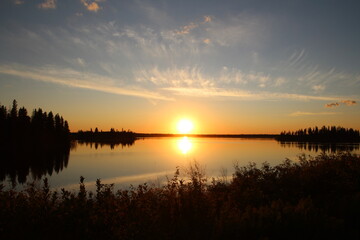 Sunset Over Astotin Lake, Elk Island National Park, Alberta