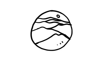 a hand drawn landscape illustration in a circle. simple doodle icon illustration in vector for decorating any design.