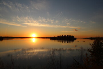 Fototapeta na wymiar Beauty Of September Sunset, Elk island National Park, Alberta