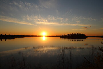 Fototapeta na wymiar Late Summer Sunset, Elk Island National Park, Alberta