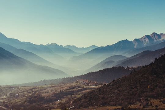 Tymfristos (Velouhi) Mountain. View from Karpenisi Town, Greece.
