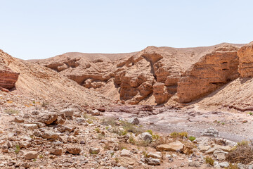 Fototapeta premium Fantastically beautiful landscape in a nature reserve near Eilat city - Red Canyon, in southern Israel