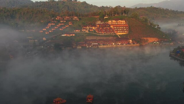 footage of beautiful scenery of Ban Rak Thai village is the famous tourist attraction in winter in Mae Hong Son, Thailand