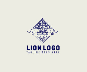 King Lion Logo Vector Premium Liner logotype