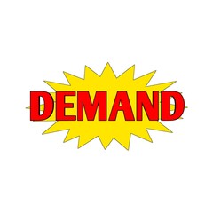 Demand sticker label sale white background