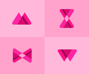 Vector abstract logo design elements, letter form M,X, B, W. Colorful icons