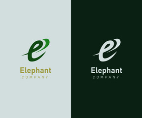 Elephant head logo design, E letter logo for companies