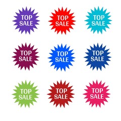 Top sale set of stickers label various color web icon of brand and product promotion star