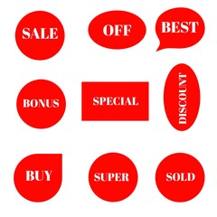 set of red stickers