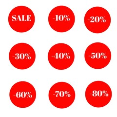 set of red sale labels
