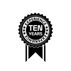 Ten years experience icon isolated on white background