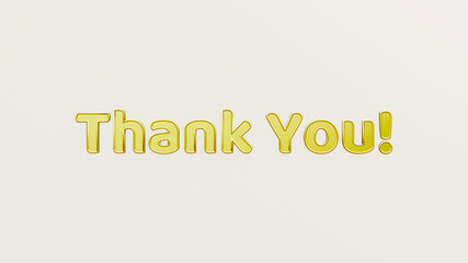 Thank you text gold balloons on white isolated background 3d illustration rendering