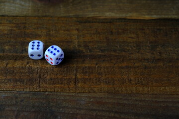 dice on a table. six and six.