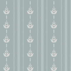 Blue vintage striped victorian style retro seamless wallpaper with ornaments