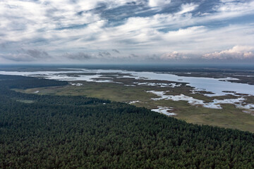 Engure lake in still summer day, Latvia.