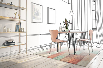 Simple Dinning Room Furniture Design (conception) - 3D Visualization