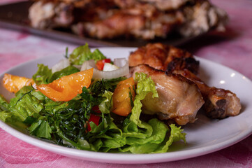 grilled meat with vegetables