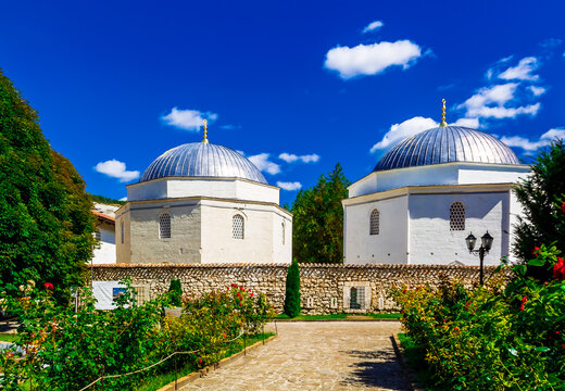 Building of Eski Durbe, most ancient mausoleum in Bakhchisaray, Crimea. Russia.