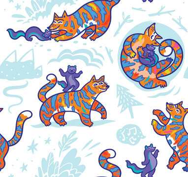 Babr and sable seamless pattern. Vector illustration