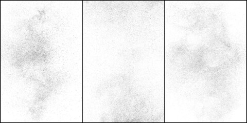 Set of distressed black texture. Dark grainy texture on white background. Dust overlay textured. Grain noise particles. Rusted white effect. Halftone vector illustration, Eps 10.