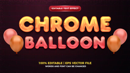 chrome balloon 3d bold editable text effect © agungkreatif