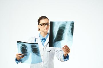 woman radiologist x-rays examination professionals diagnostics