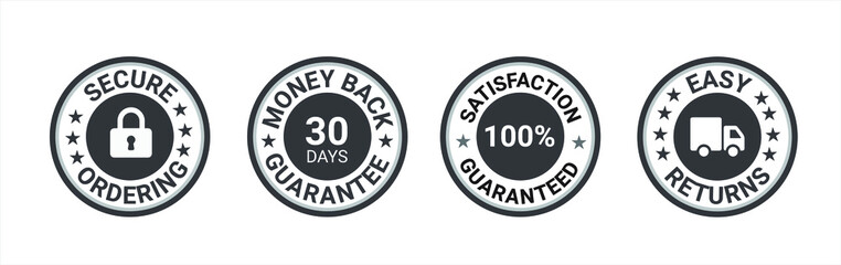 satisfaction guarantee, secure ordering, premium quality, customer service, Money back guarantee, Trust Badges 