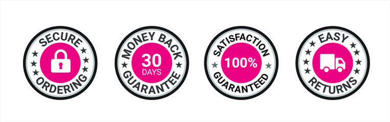 satisfaction guarantee, secure ordering, premium quality, customer service, Money back guarantee, Trust Badges 