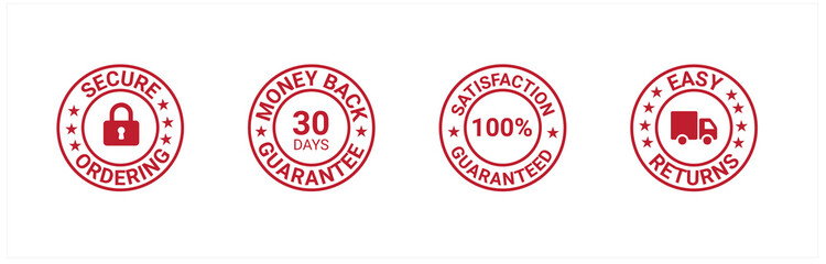 satisfaction guarantee, secure ordering, premium quality, customer service, Money back guarantee, Trust Badges 